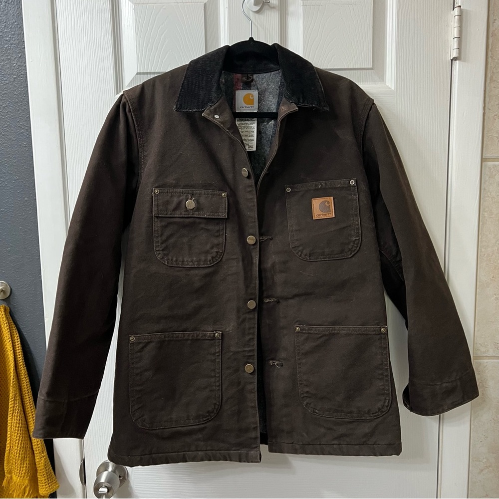 Carhartt Men’s Green and Brown Jacket Size S